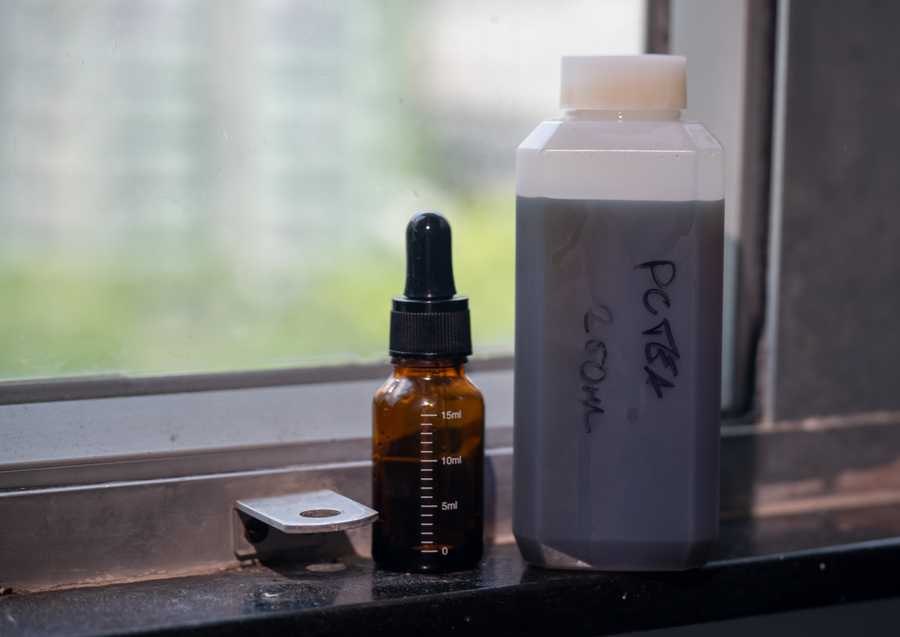 The bottle, marked by me