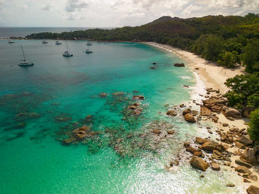Anse Lazio from above high up looking right